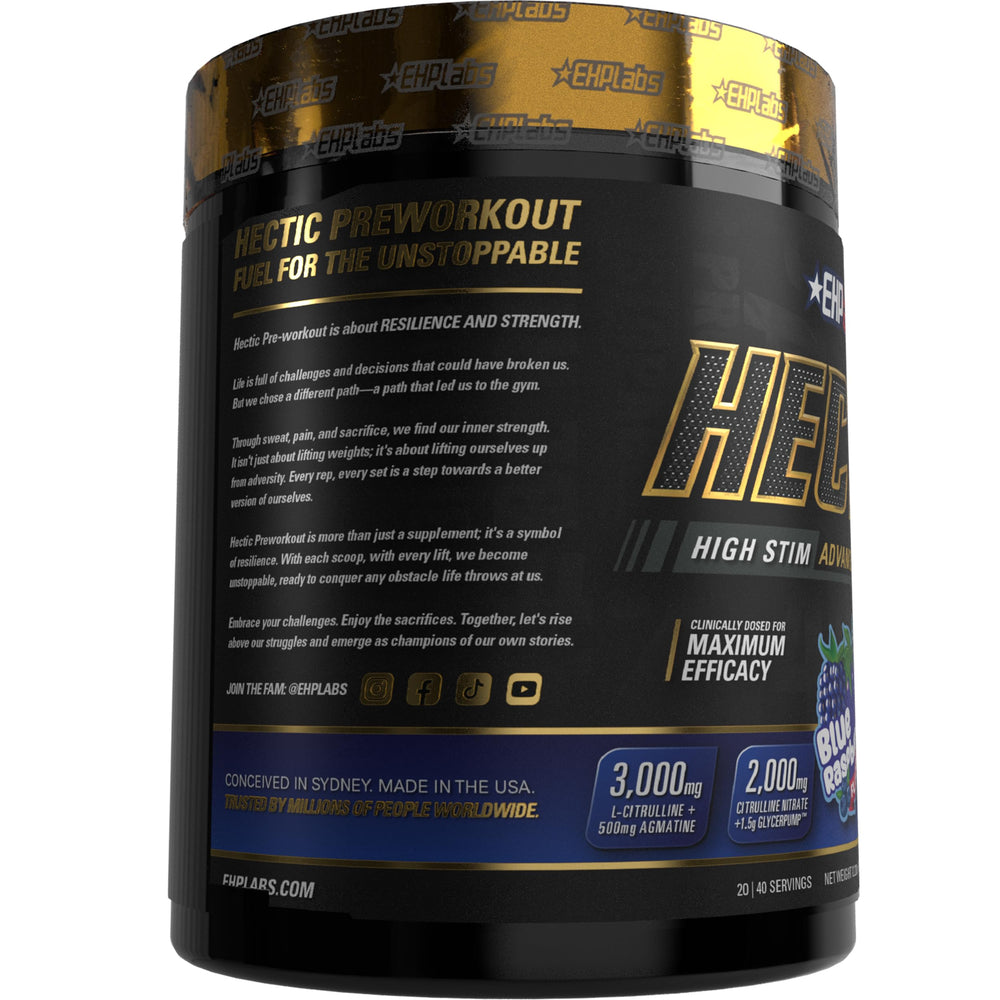 EHP Labs HECTIC coconut water ingredients highlight hydration during training