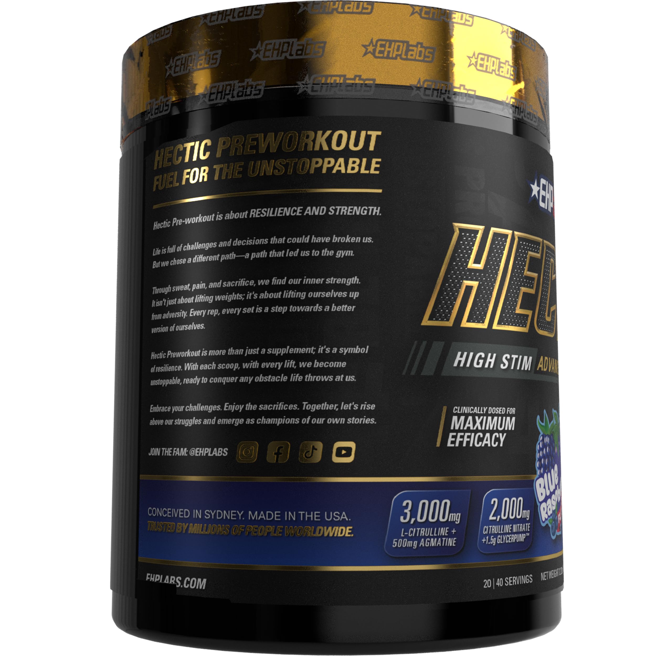 EHP Labs HECTIC coconut water ingredients highlight hydration during training