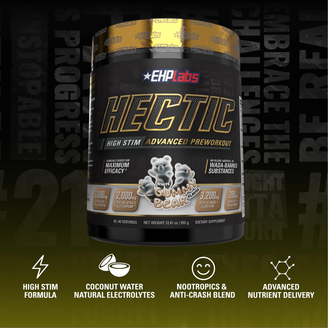 EHP Labs HECTIC graphic demonstrates energy and focus during workouts