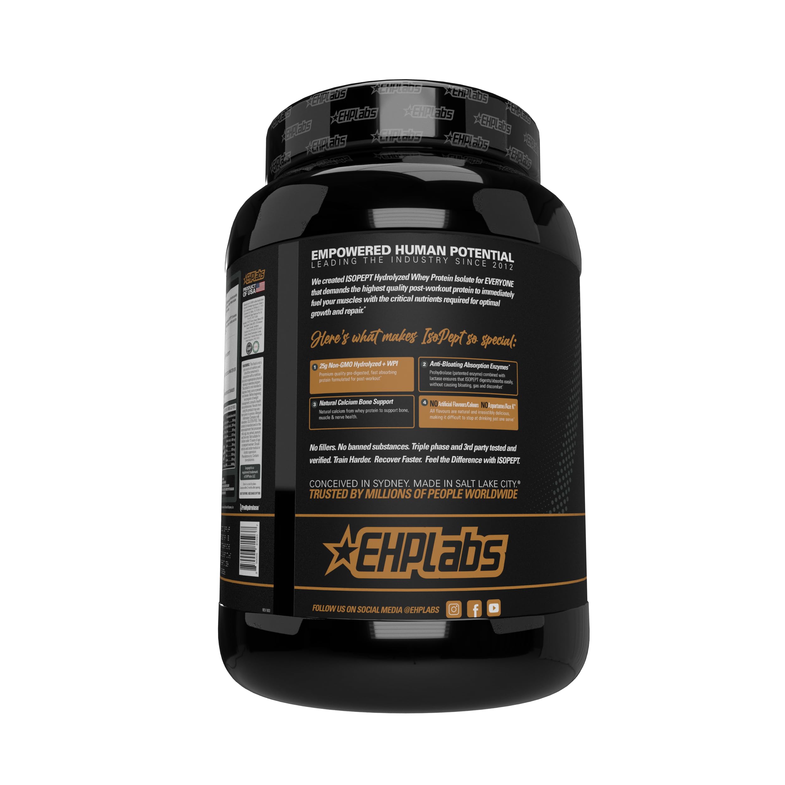 EHPlabs IsoPept gluten-free icon flags an allergen-friendly protein option