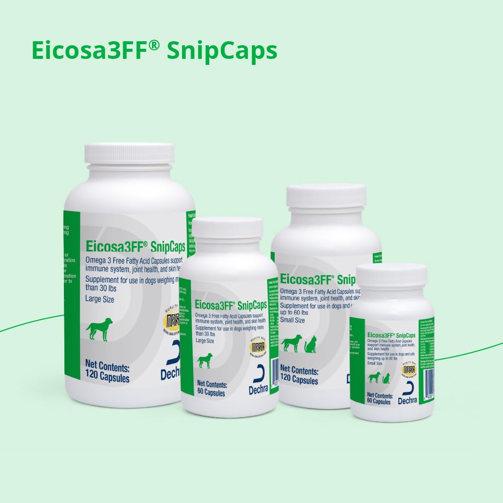 Product label for Eicosa3FF SnipCaps Omega-3 Free Fatty Acid Capsules
