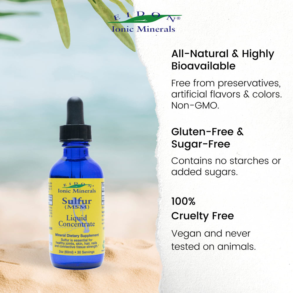 Graphic illustrating sulfur's role in collagen synthesis and energy metabolism