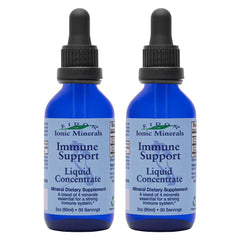 Bottles of Eidon Immune Support Liquid Mineral Drops with dropper
