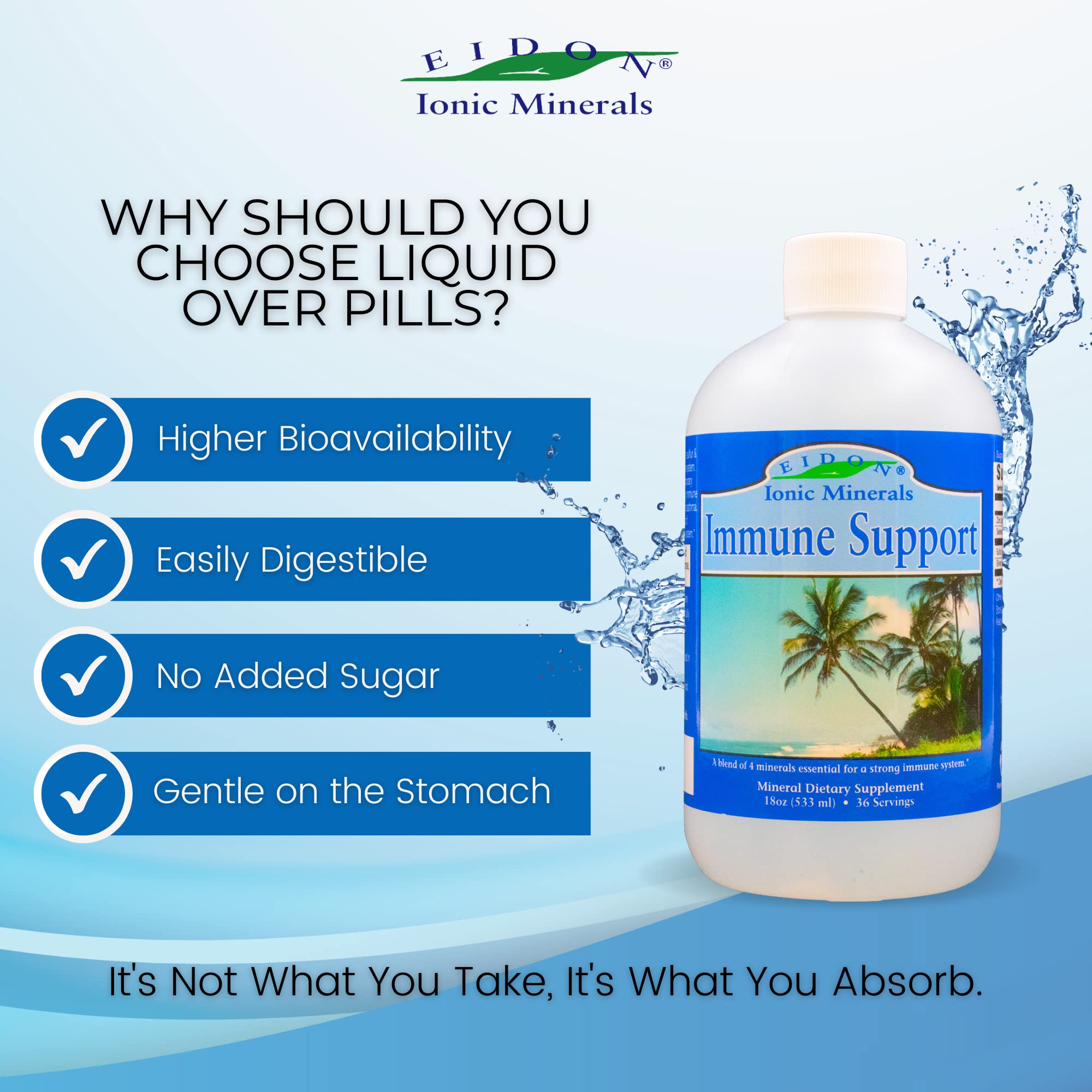 Dropper dispensing immune-support liquid into a glass