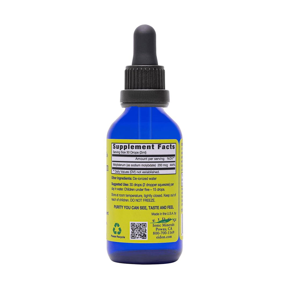 Bottle shot of Molybdenum mineral drops – all natural, no added sugars