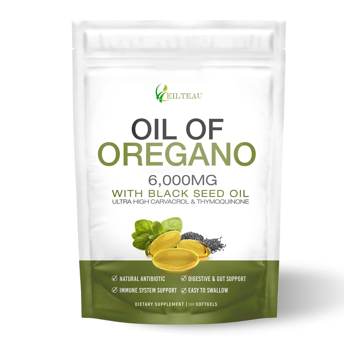 EILTEAU oregano oil with black seed oil capsules bottle
