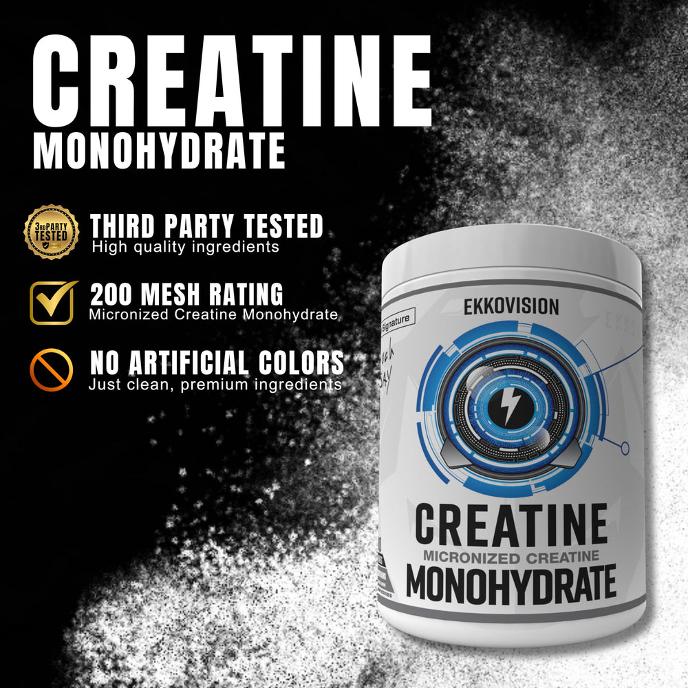 Micronized creatine monohydrate powder designed for easy mixing