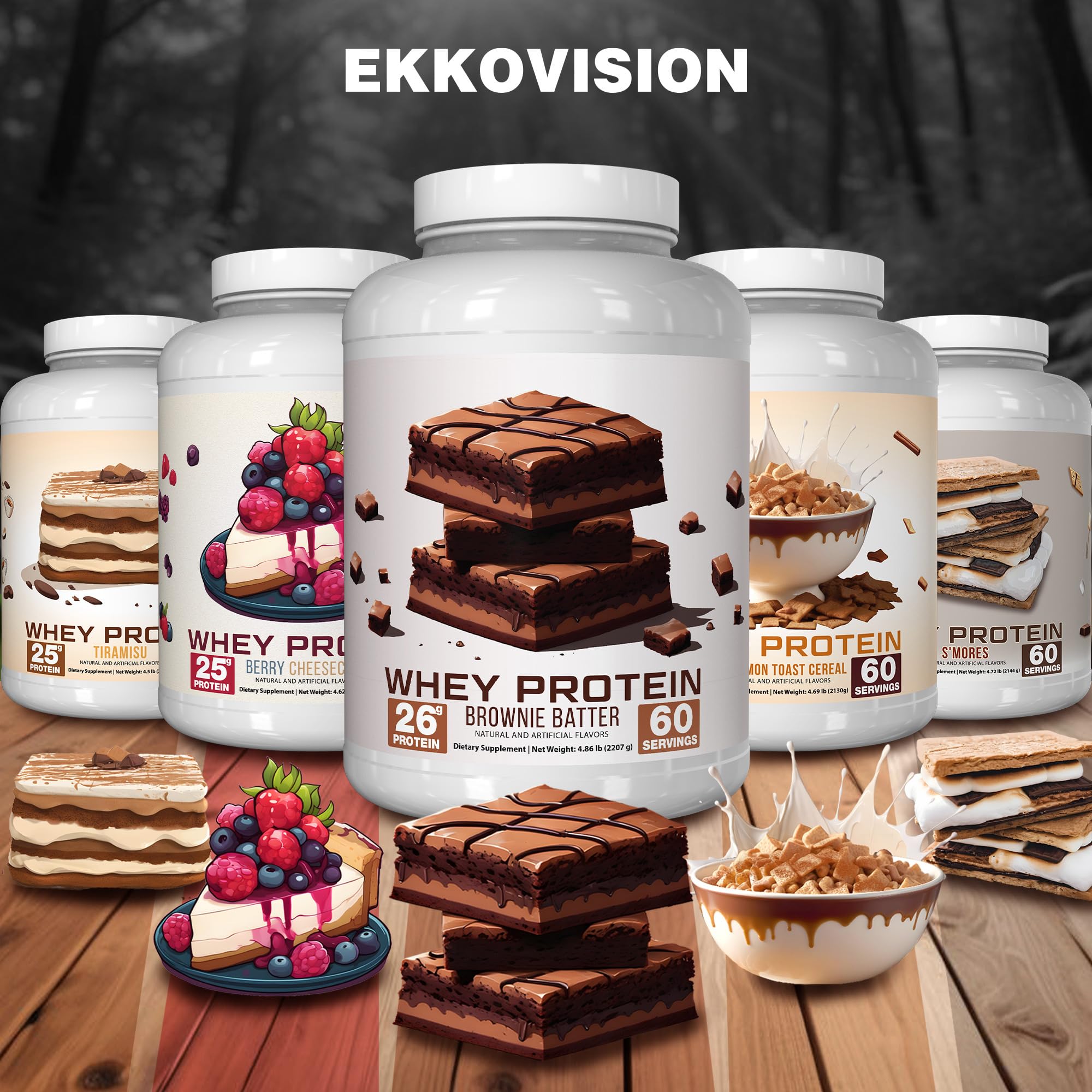 Nutrition label for Ekkovision Whey Protein Powder Cinnamon Toast Cereal