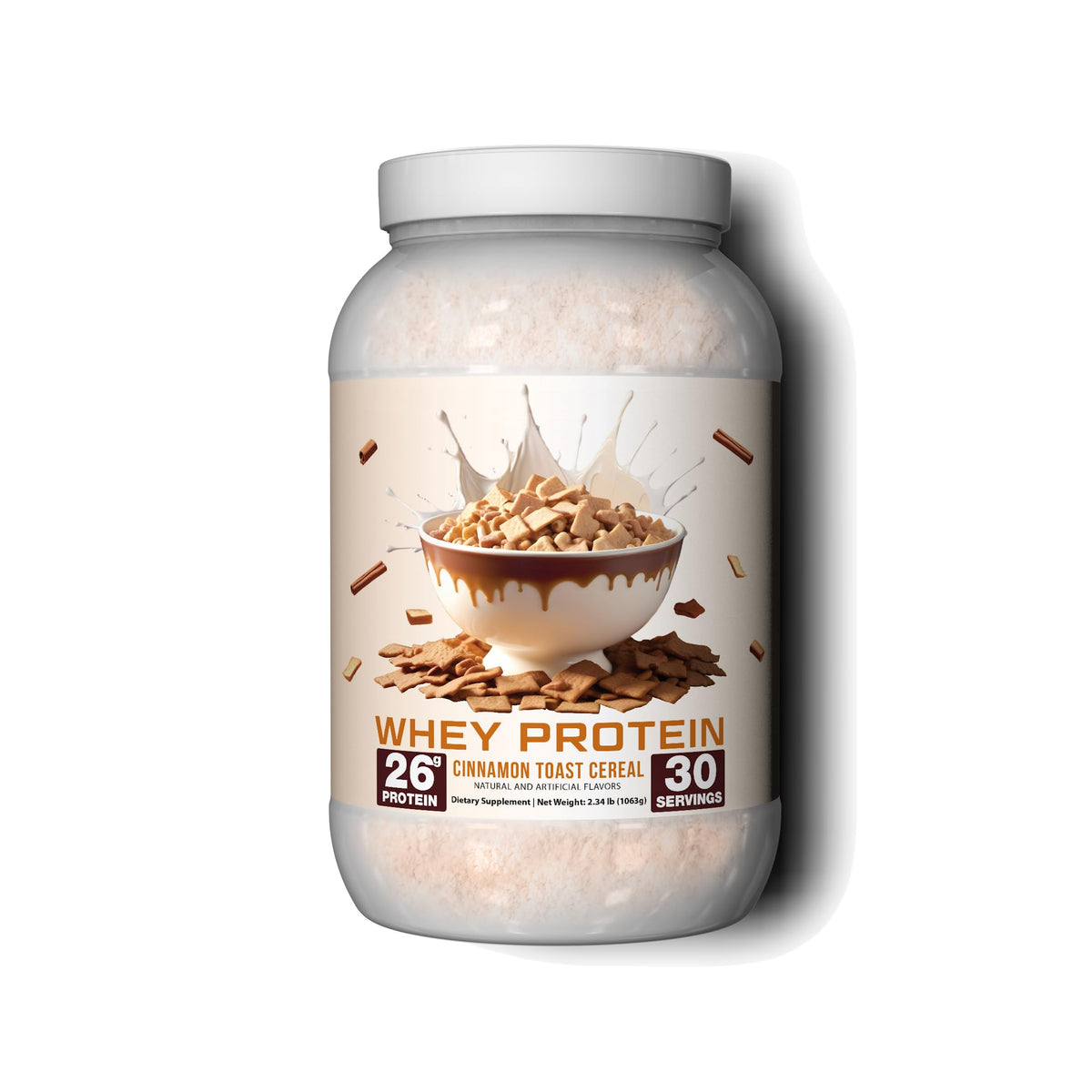 Ekkovision whey protein tub front for quick daily protein after workouts.