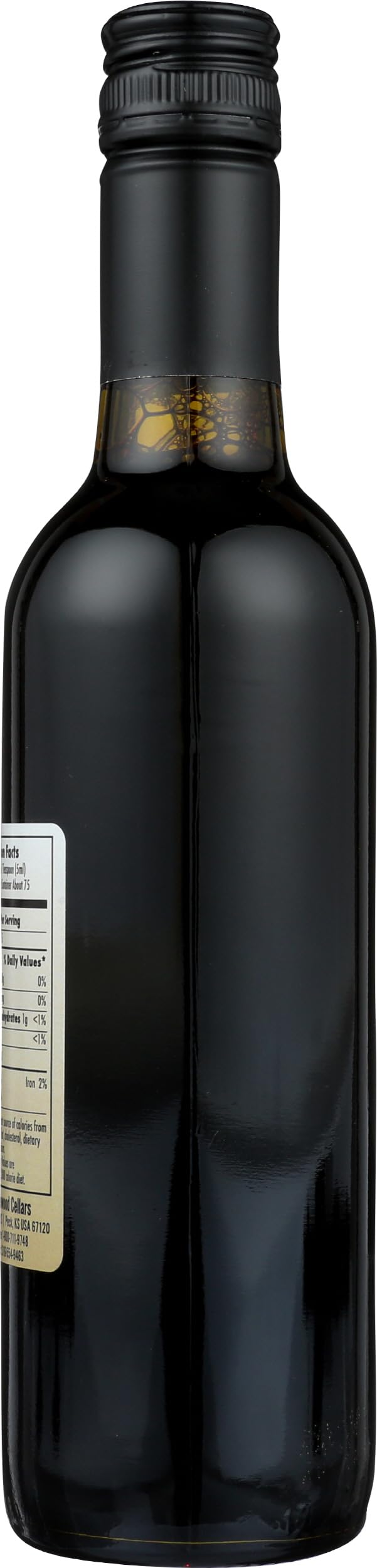 Close-up of elderberry juice concentrate bottle label