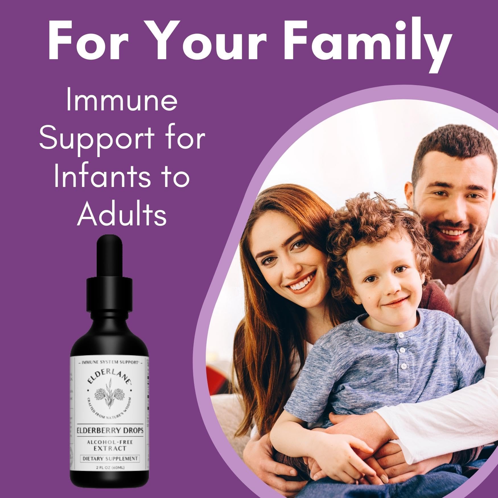 Lifestyle shot of Elderlane Elderberry Drops with natural ingredients
