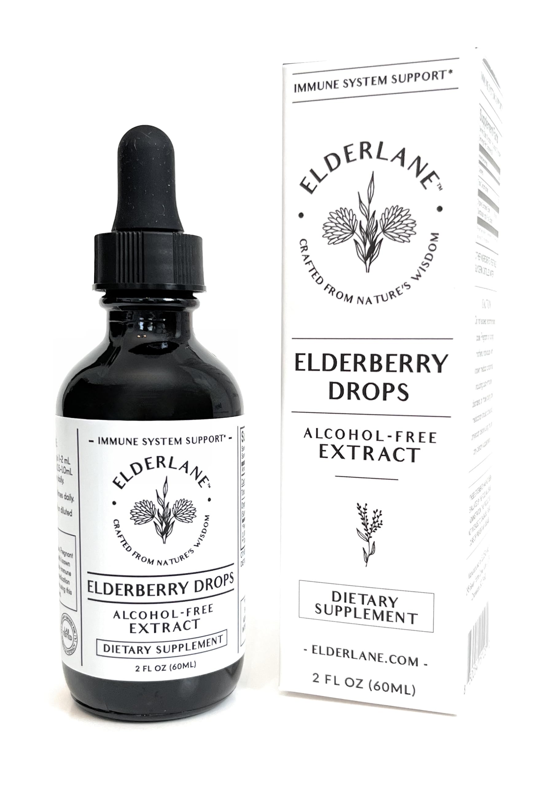 Final packaging image showing Elderlane Elderberry Drops branding