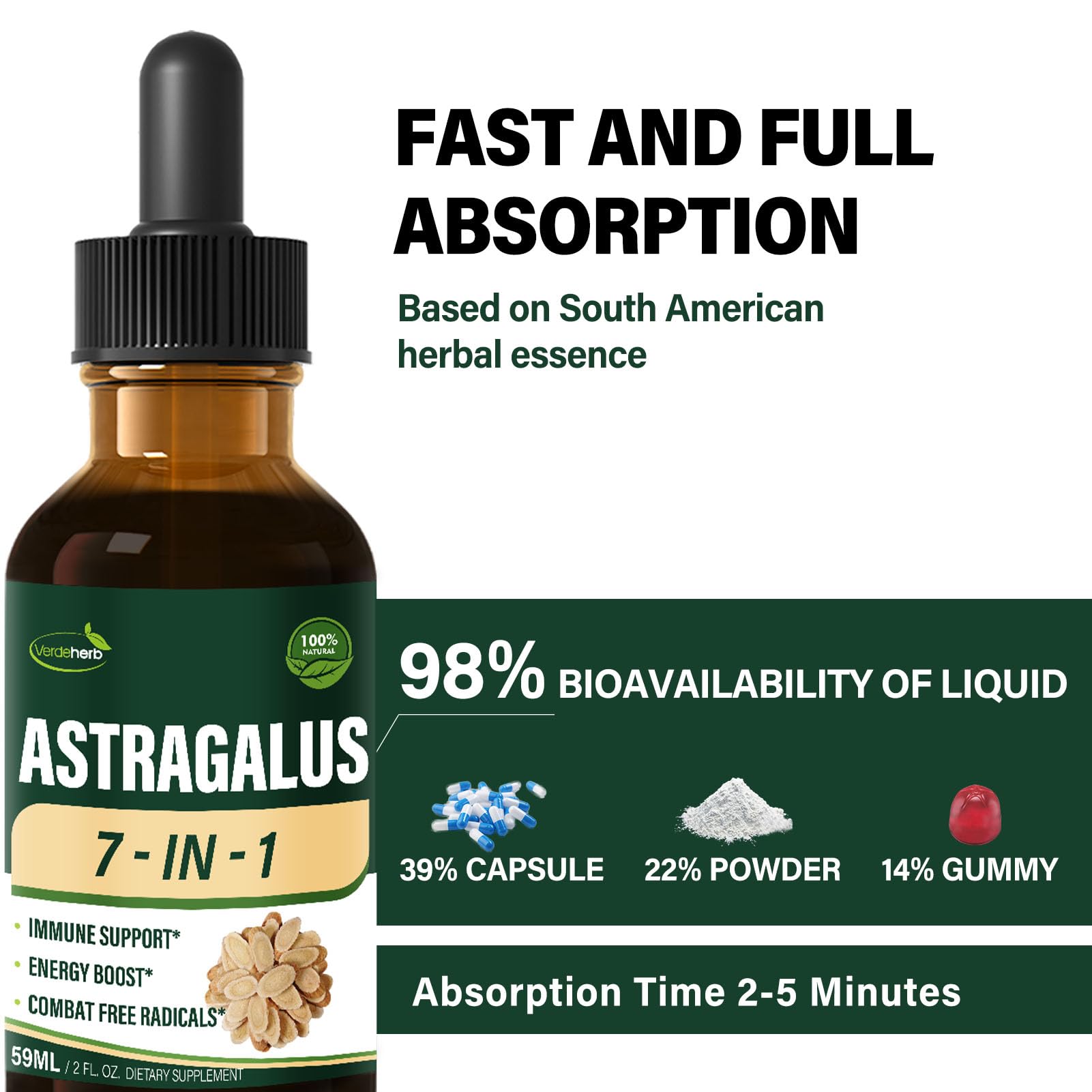 Herbal blend ingredients including elderberry, echinacea, goji, and reishi