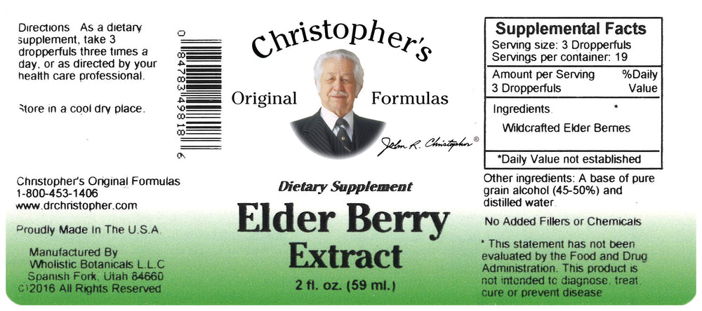 Different angle of Dr. Christopher Elderberry Extract 2 oz bottle