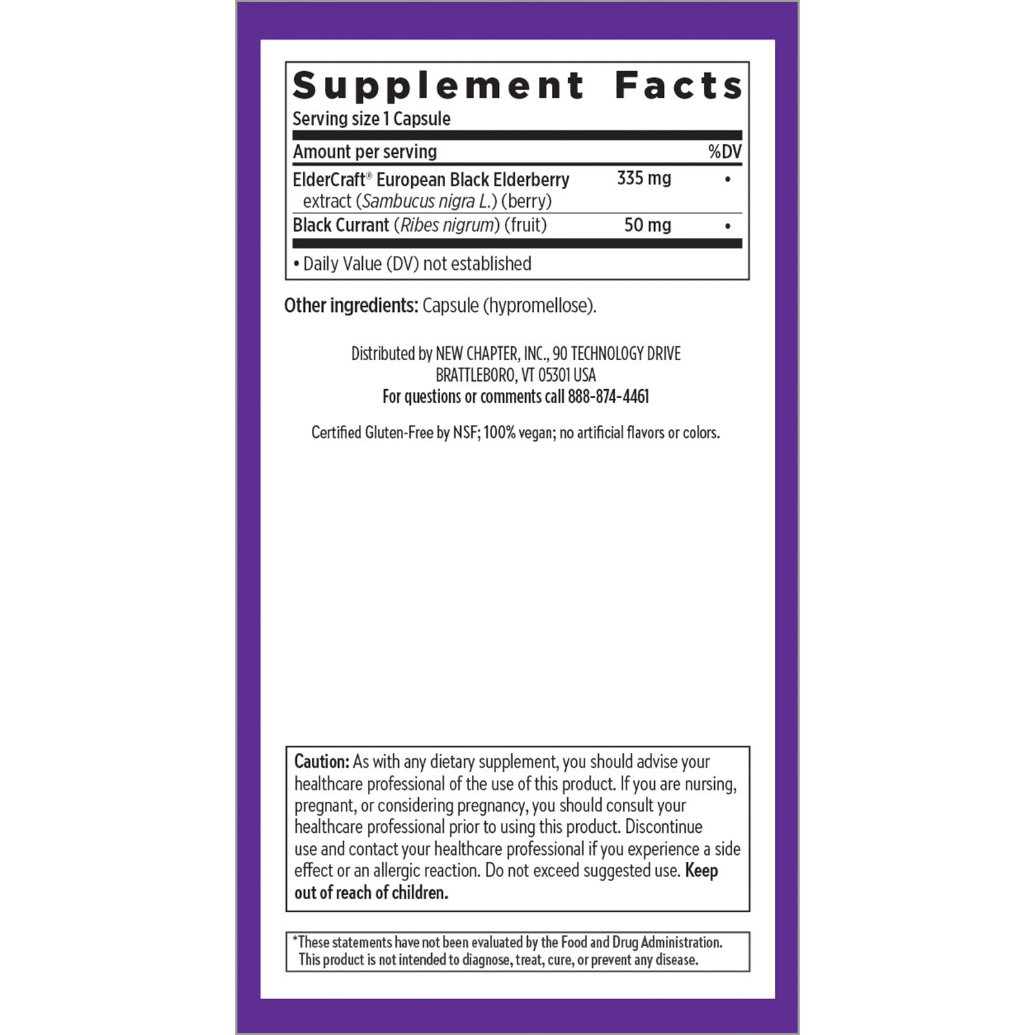 Certified vegan Elderberry Force packaging