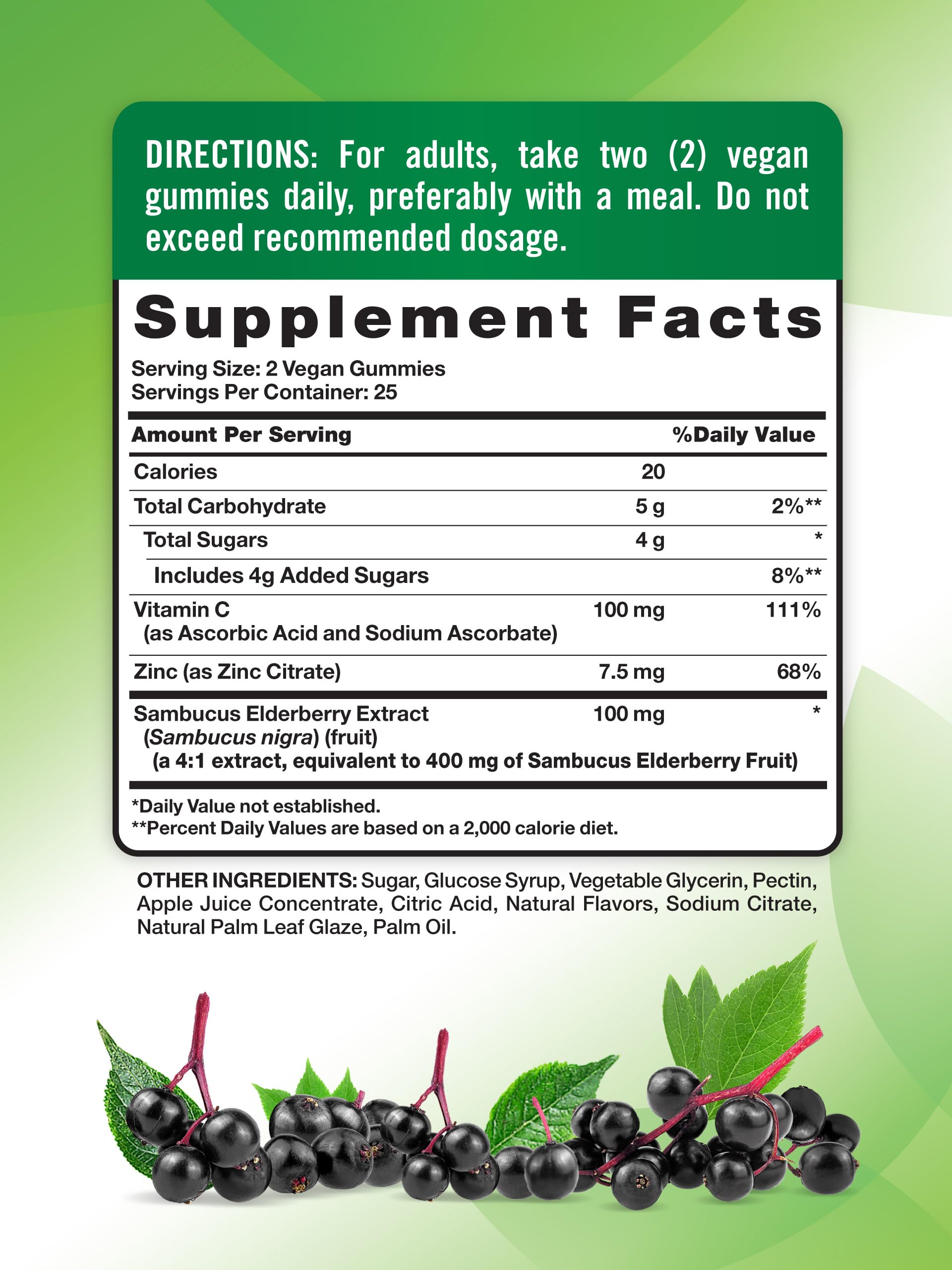 Berry-flavored elderberry gummies with vitamin C and zinc