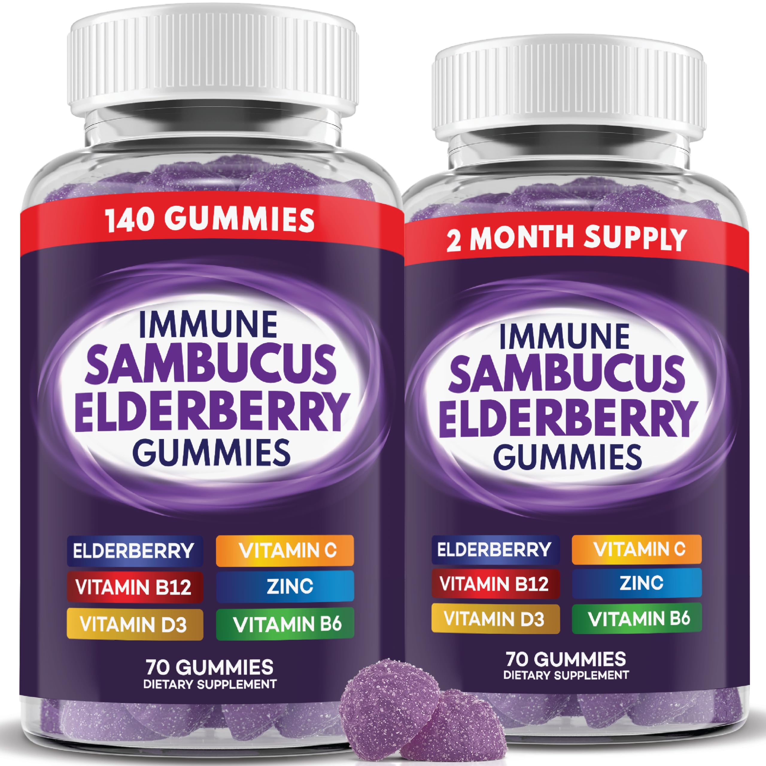 Elderberry Gummies immune support bottle – 140 count