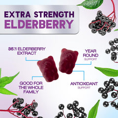Close-up of berry-flavored Elderberry Immune Support Gummies