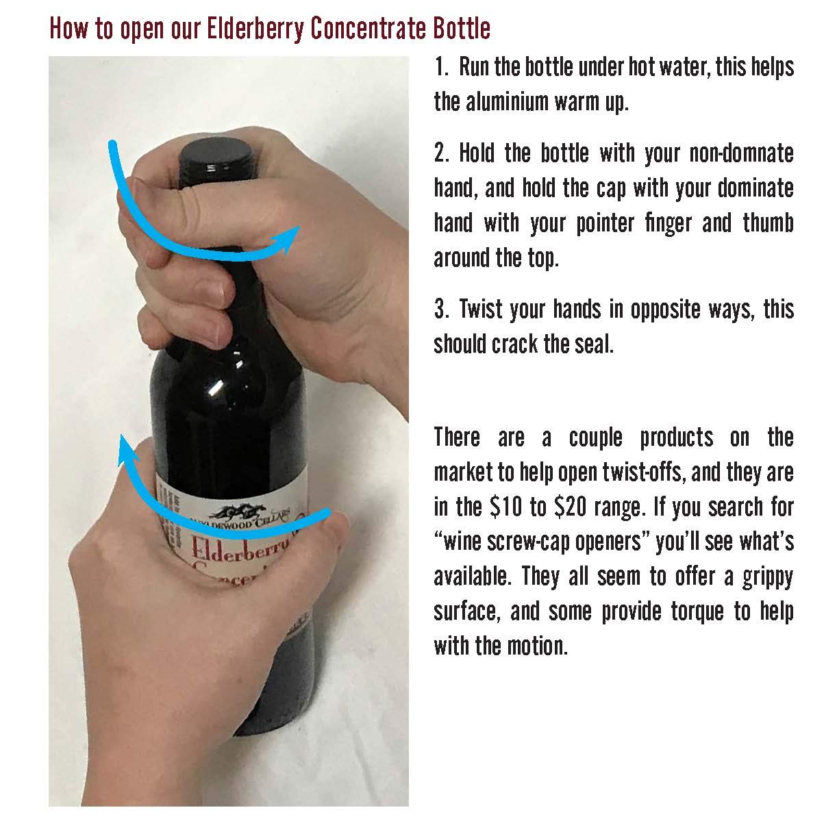 Close-up of Wyldewood Elderberry Juice Concentrate label