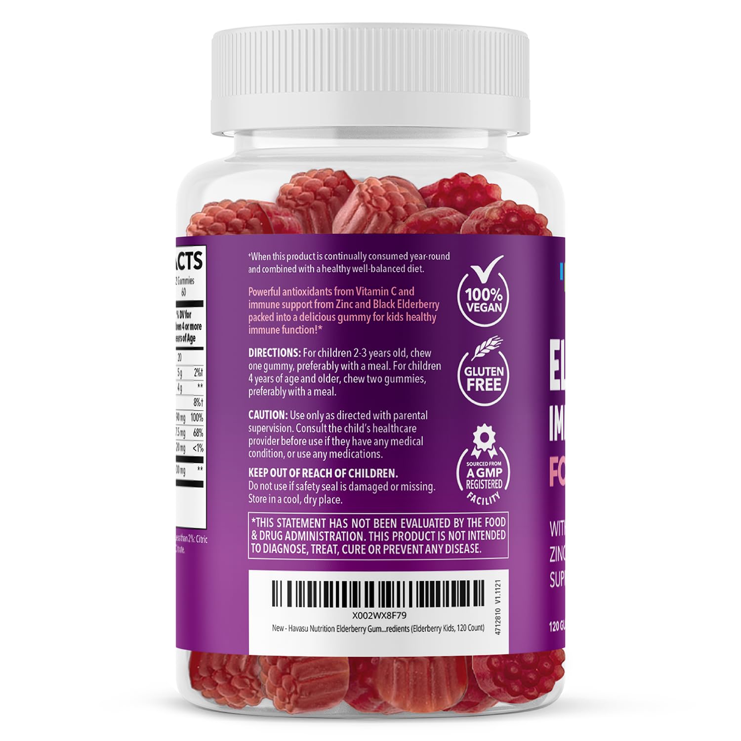 Berry-flavored elderberry gummies for kids