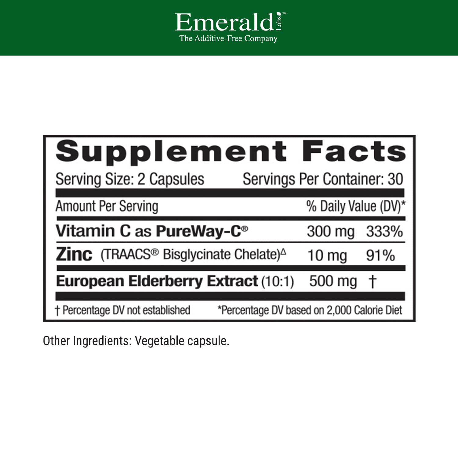 Serving size with European elderberry extract ingredients