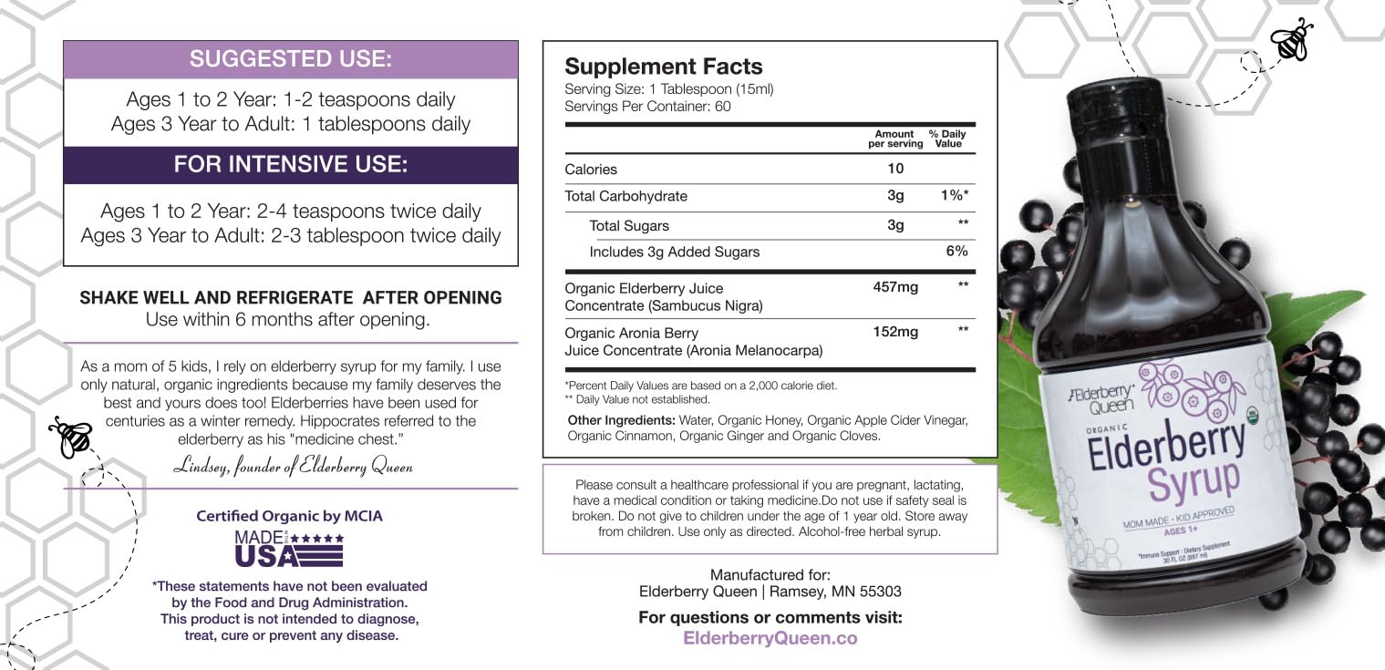USDA Organic certification seal on Elderberry Queen label
