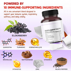 Front packaging view of Elderberry Quercetin Turmeric Zinc bottle