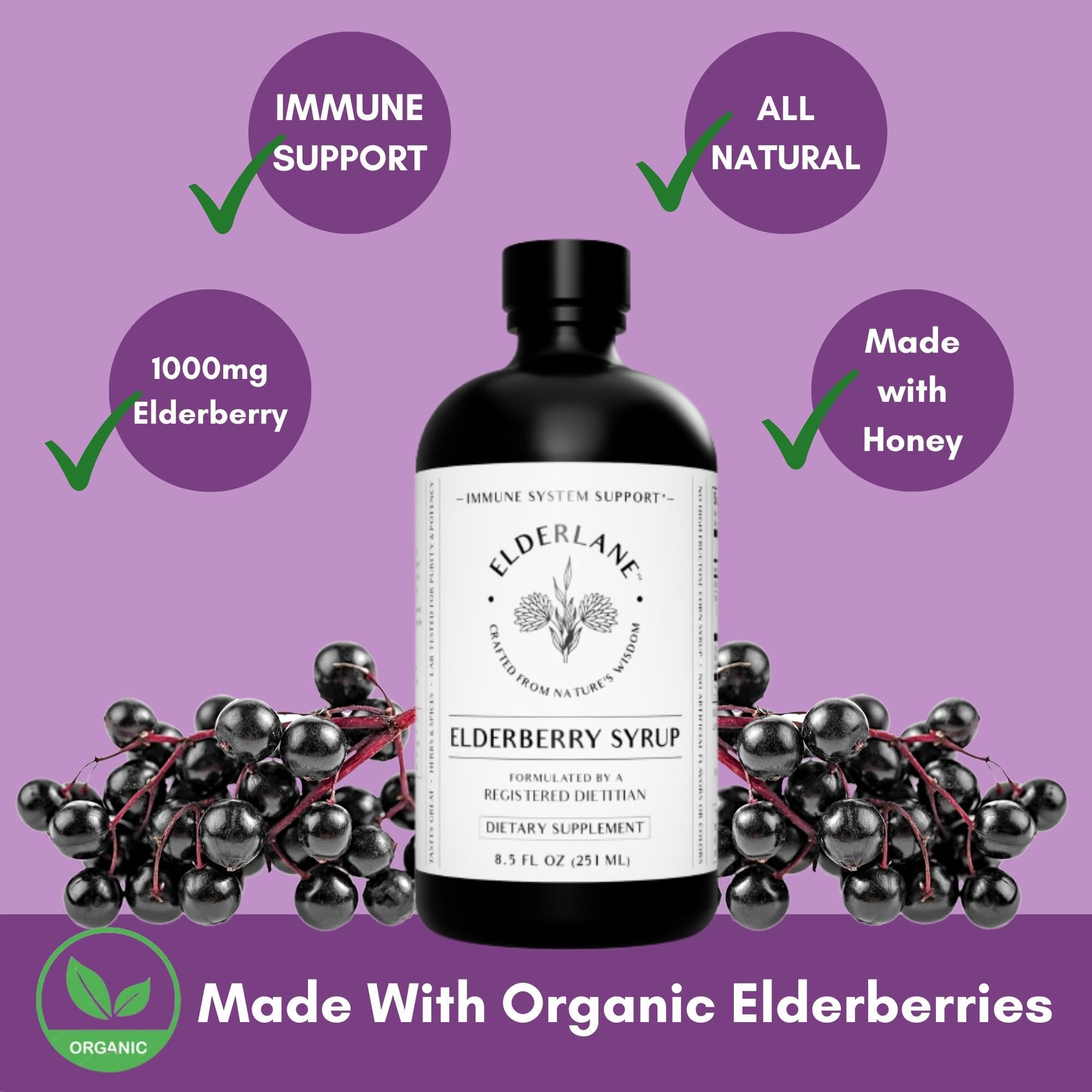 Close-up of Elderlane Elderberry Syrup honey spice blend