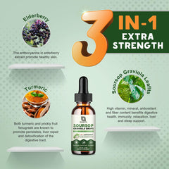 Elderberry and turmeric ingredients in soursop drops