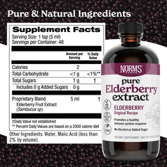 Norm's Farms Elderberry Extract 2-pack back label