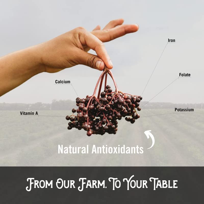Sustainable glass packaging for elderberry extract