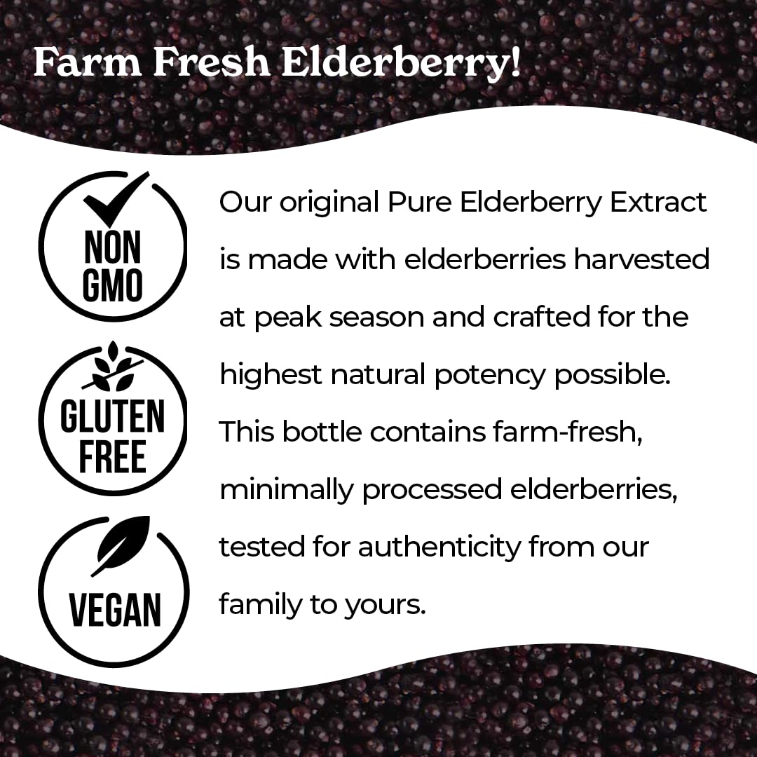 Close-up of elderberry extract label showing ingredients