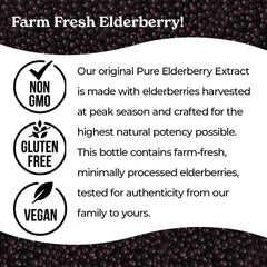 Close-up of elderberry extract label showing ingredients