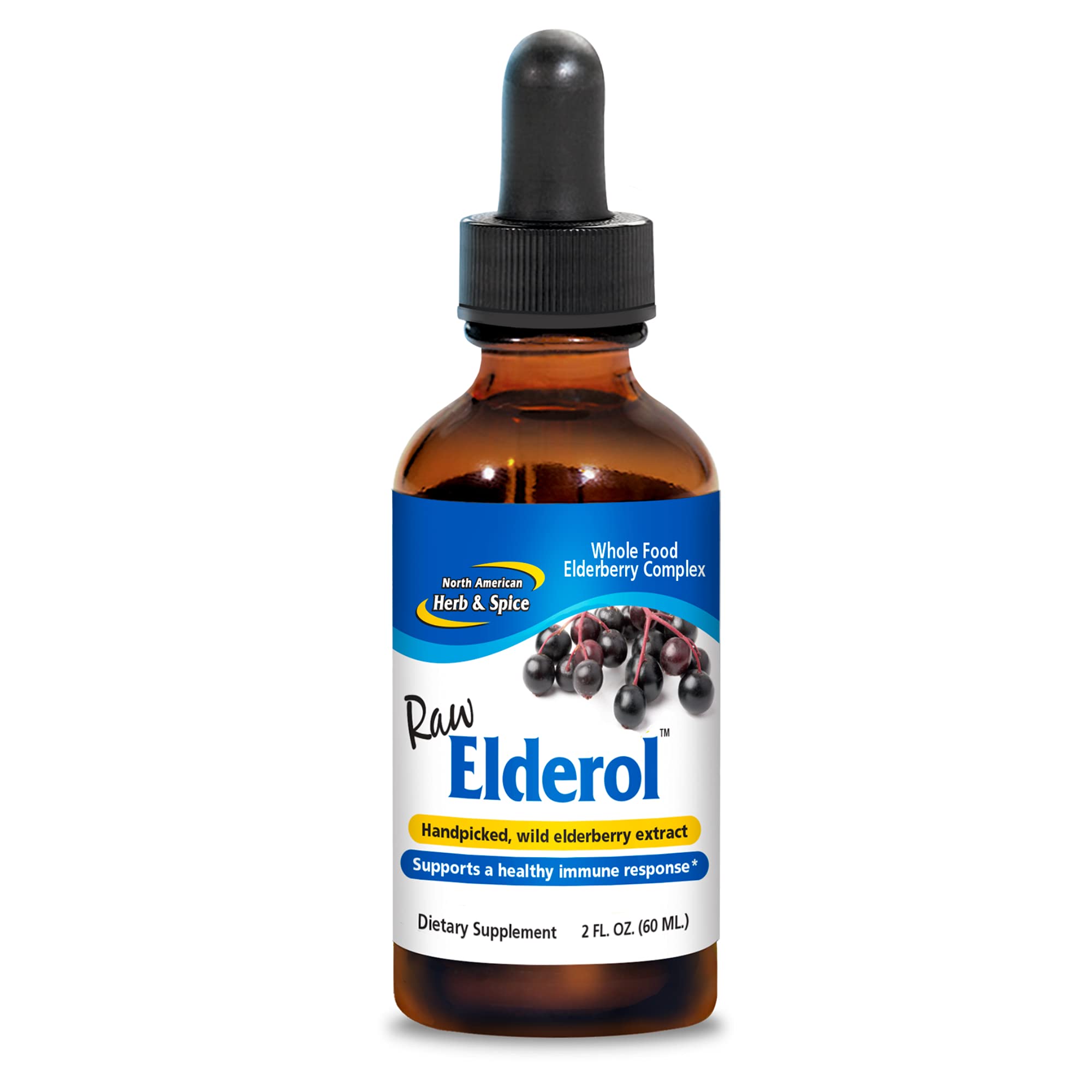 Front view of Elderol 2 oz bottle by North American Herb and Spice