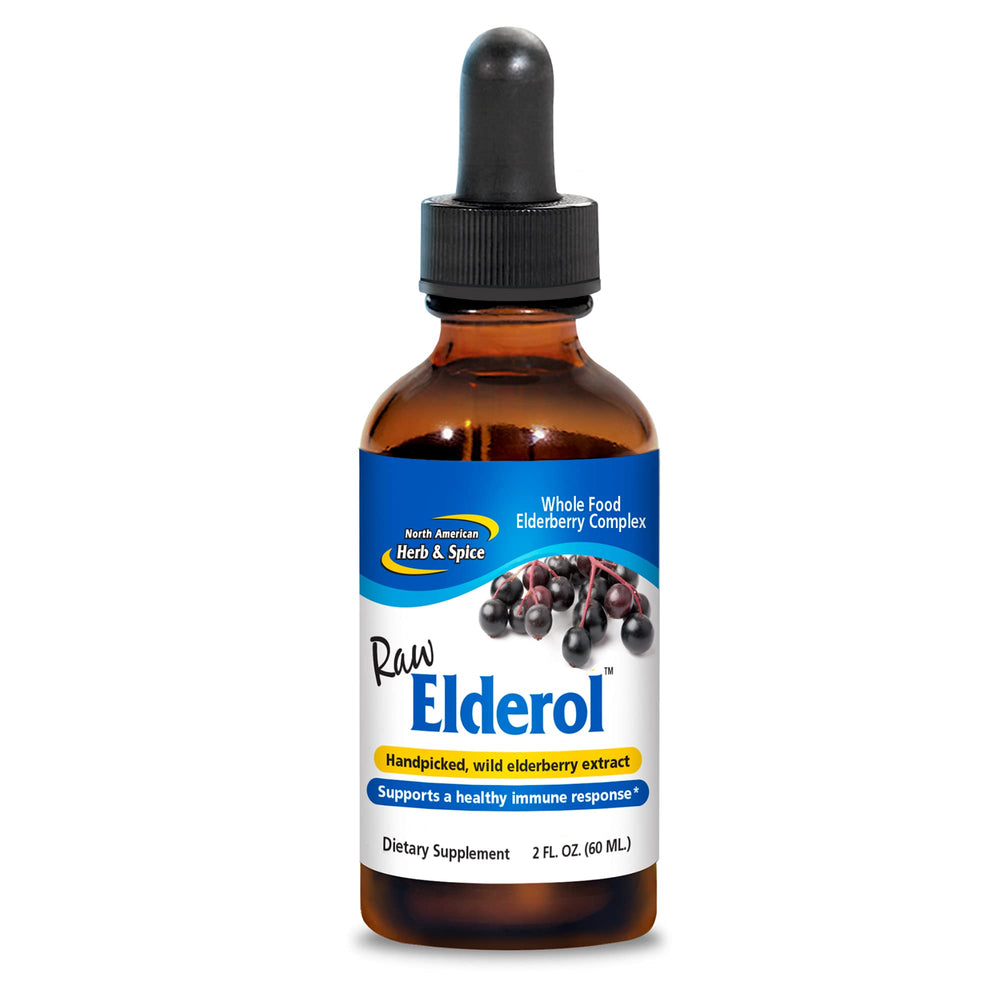 Front view of Elderol 2 oz bottle by North American Herb and Spice
