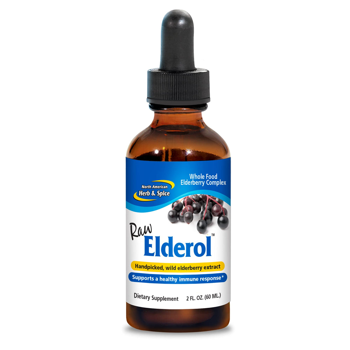 Front view of Elderol 2 oz bottle by North American Herb and Spice