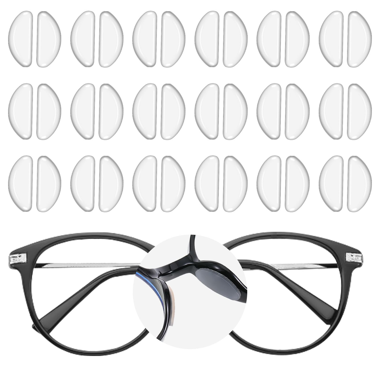 Eldraqth 24 pairs eyeglass nose pads set - front view