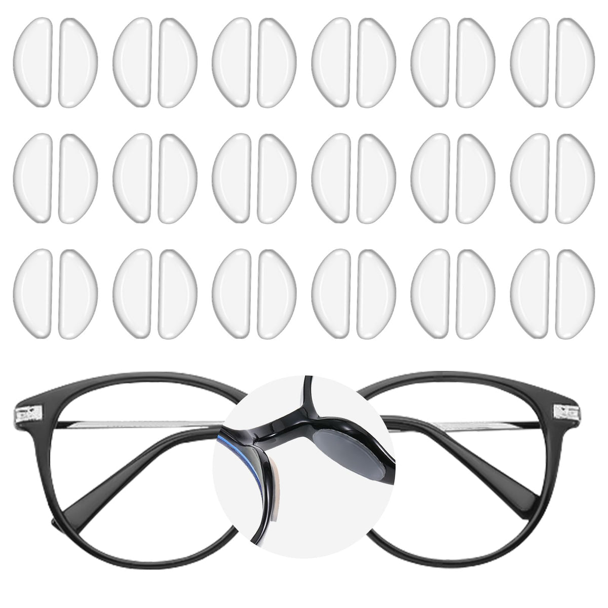 Eldraqth 24 pairs eyeglass nose pads set - front view