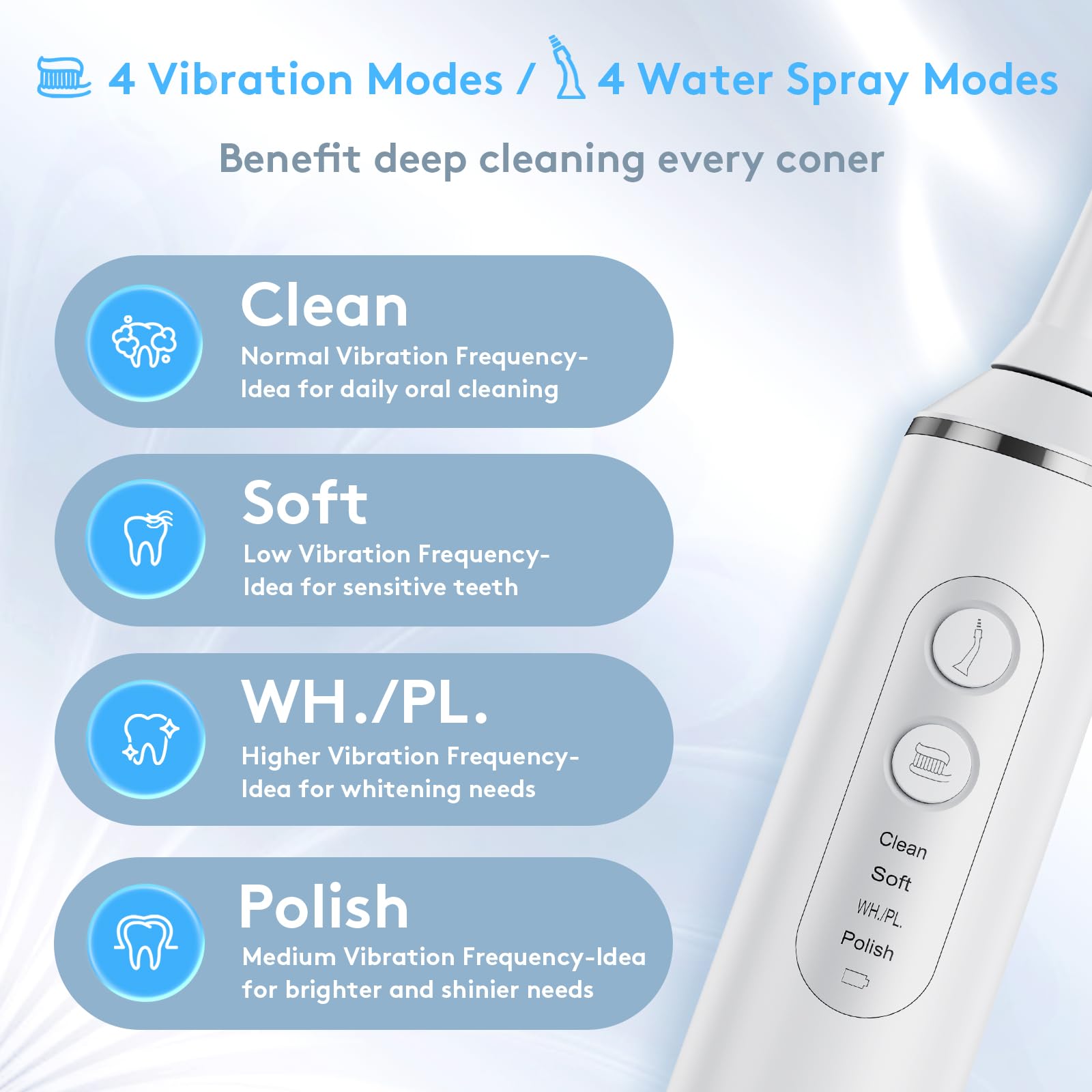 Multiple water spray modes available