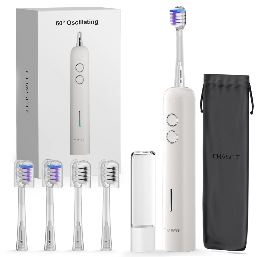 Electric toothbrush demonstrating Bass brushing technique with angled head