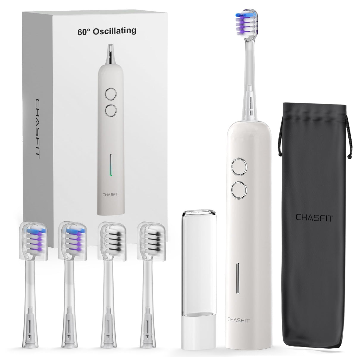 Electric toothbrush demonstrating Bass brushing technique with angled head