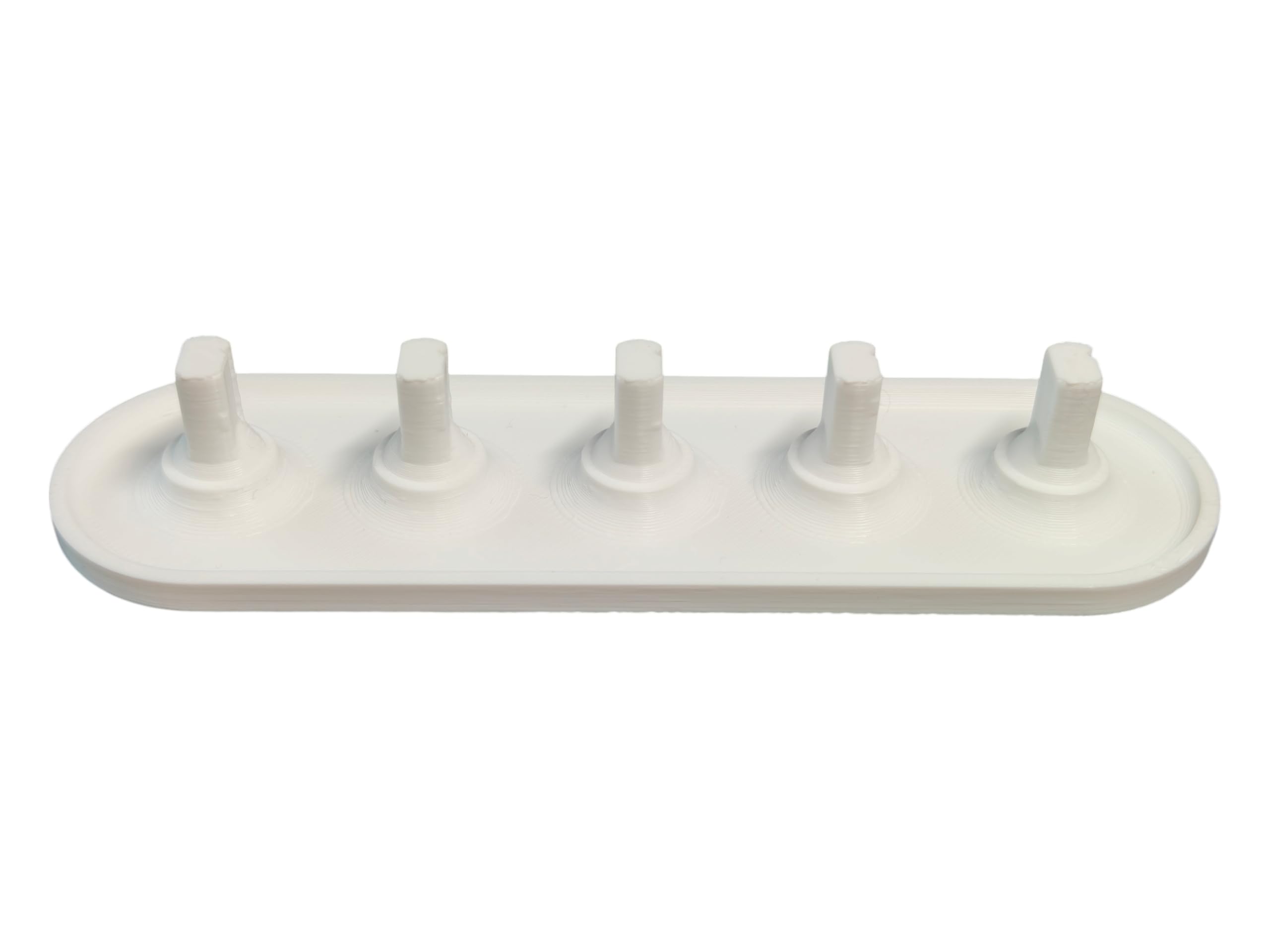 Close-up of durable plastic 3D-printed Oral-B head holder with 2-6 head capacity