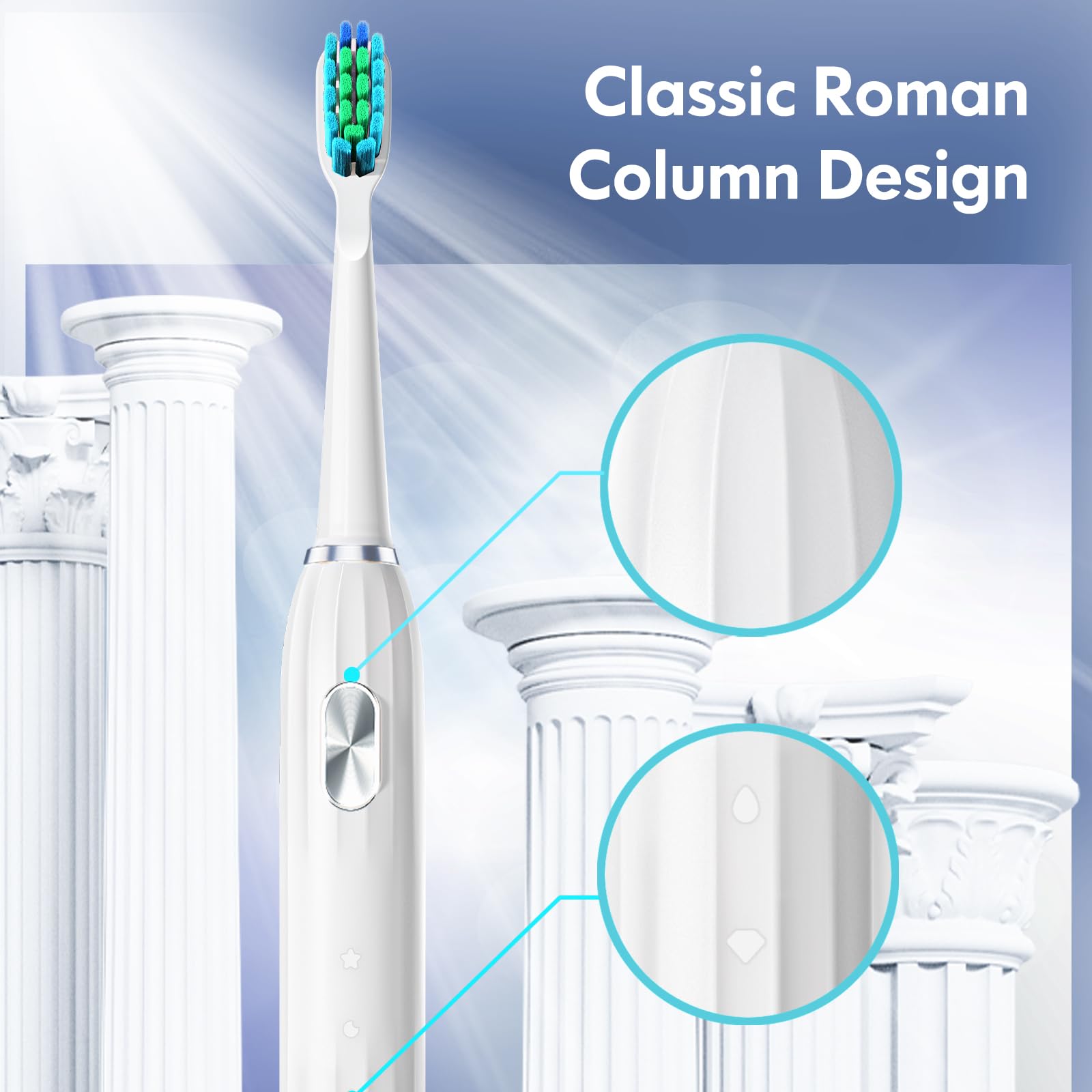 Nine brush heads included with visual replacement reminder