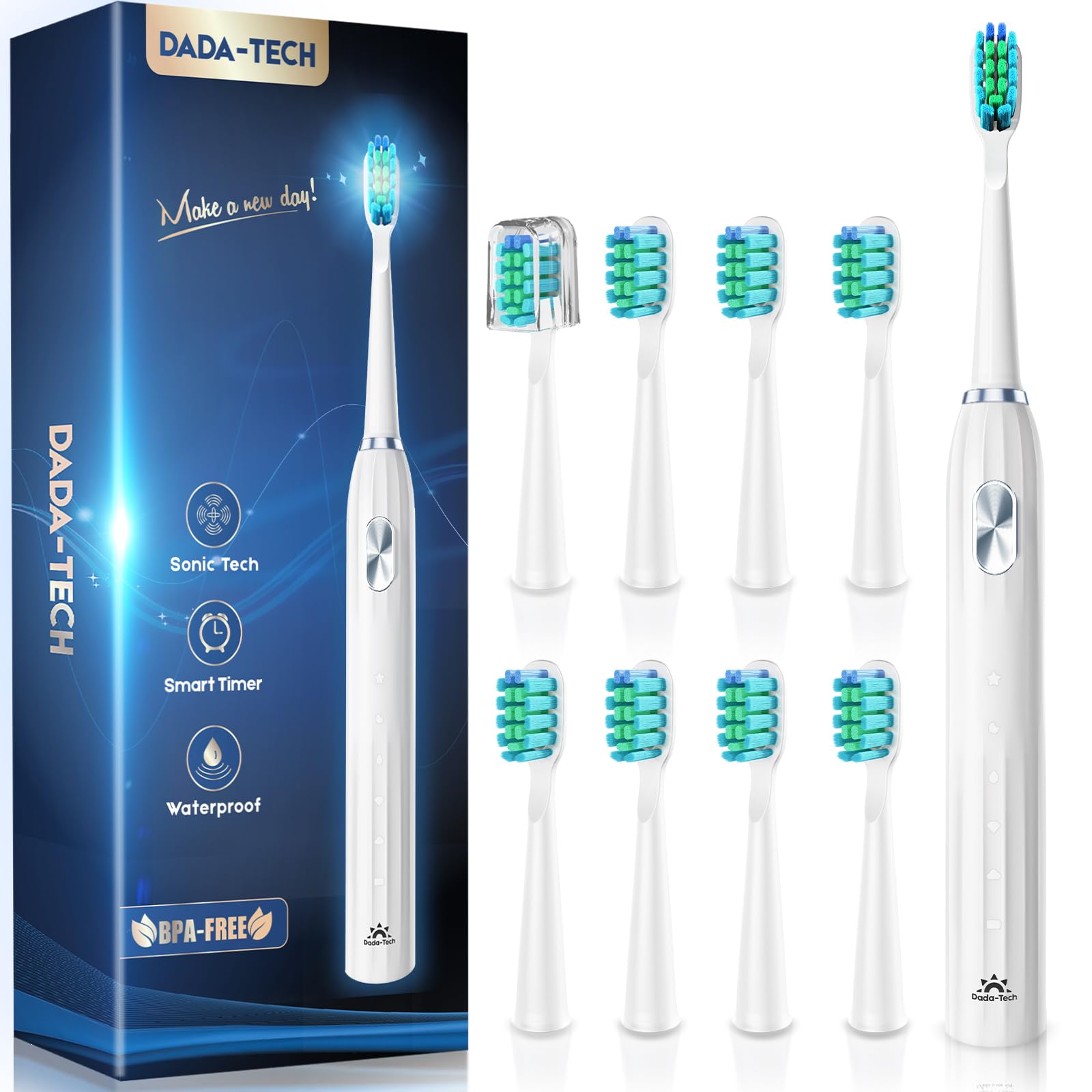 Main image of New White electric toothbrush with ergonomic handle