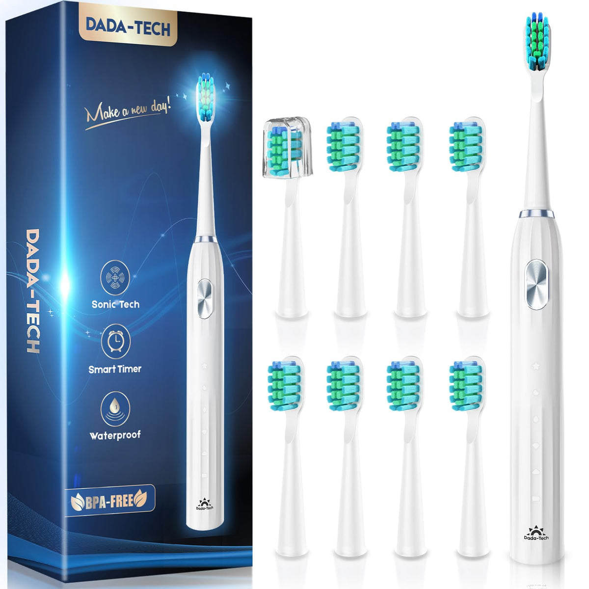 Main image of New White electric toothbrush with ergonomic handle