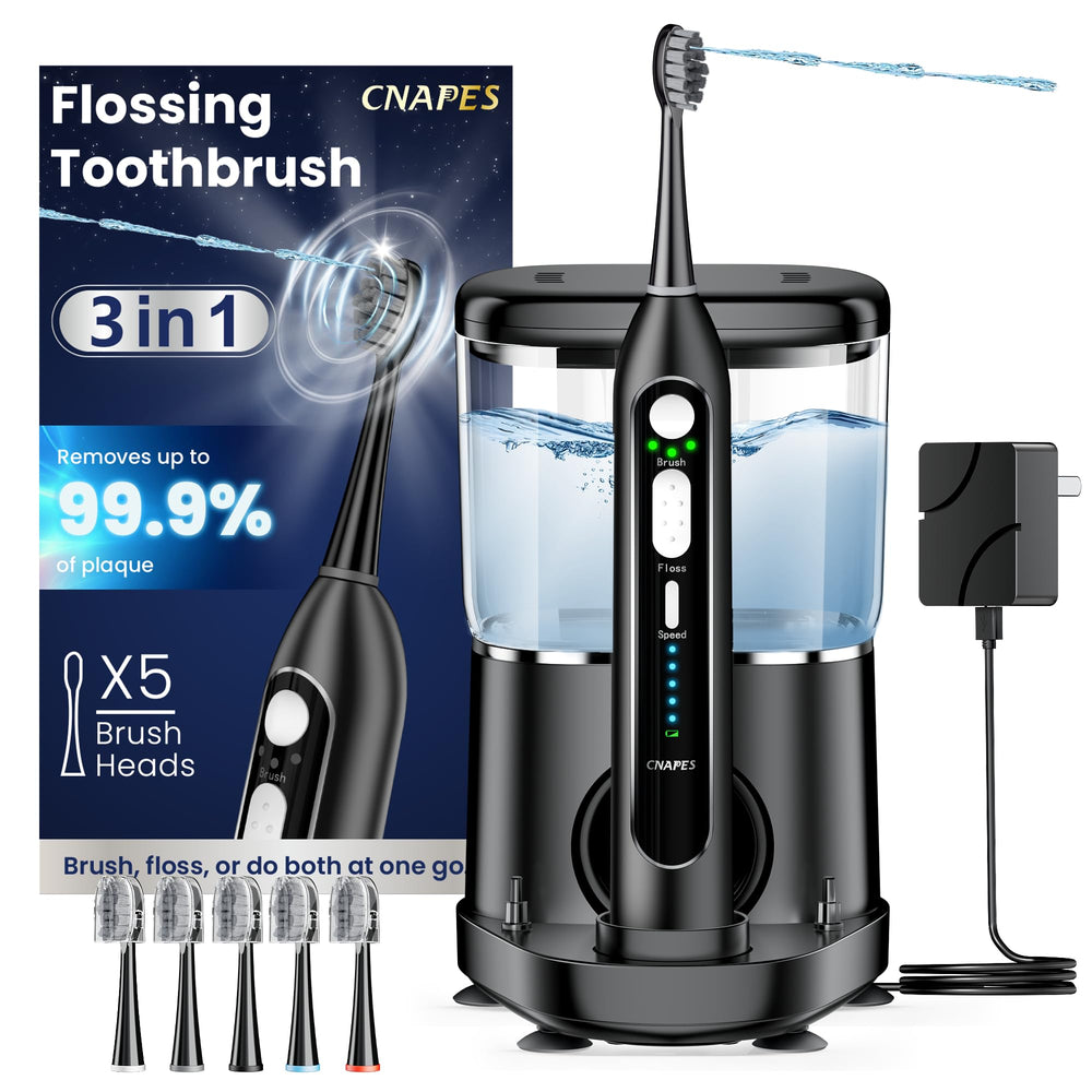 Electric toothbrush and water flosser 3-in-1 in a single handle