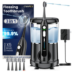 Electric toothbrush and water flosser 3-in-1 in a single handle