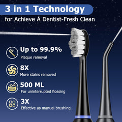 Side view of Electric Toothbrush with Water Flosser black version