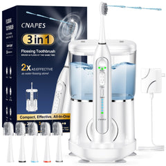 Electric toothbrush with built-in water flosser combo