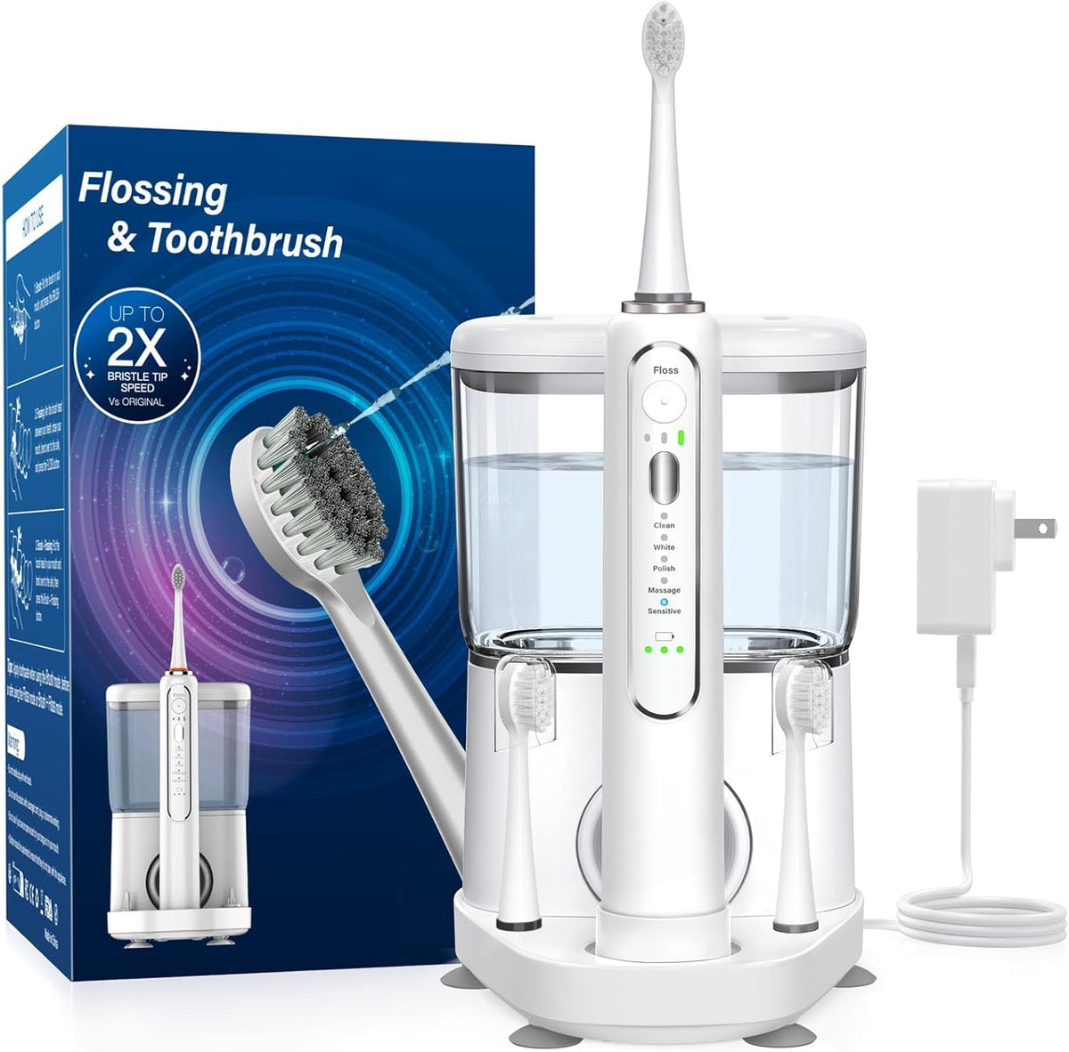 Electric toothbrush with water flosser front view